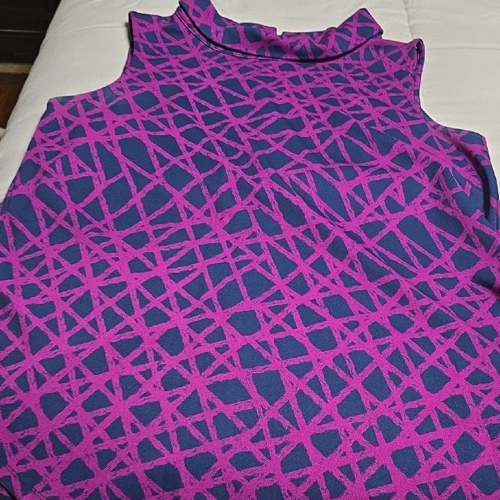 Alfani Pink and Blue Abstract Women's Blouse